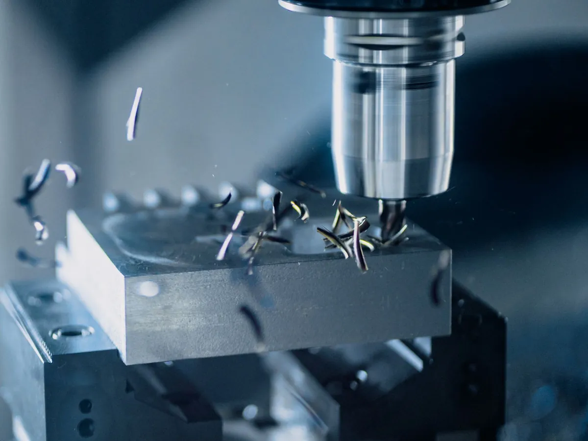 Illustrative image: CNC milling of a metal part